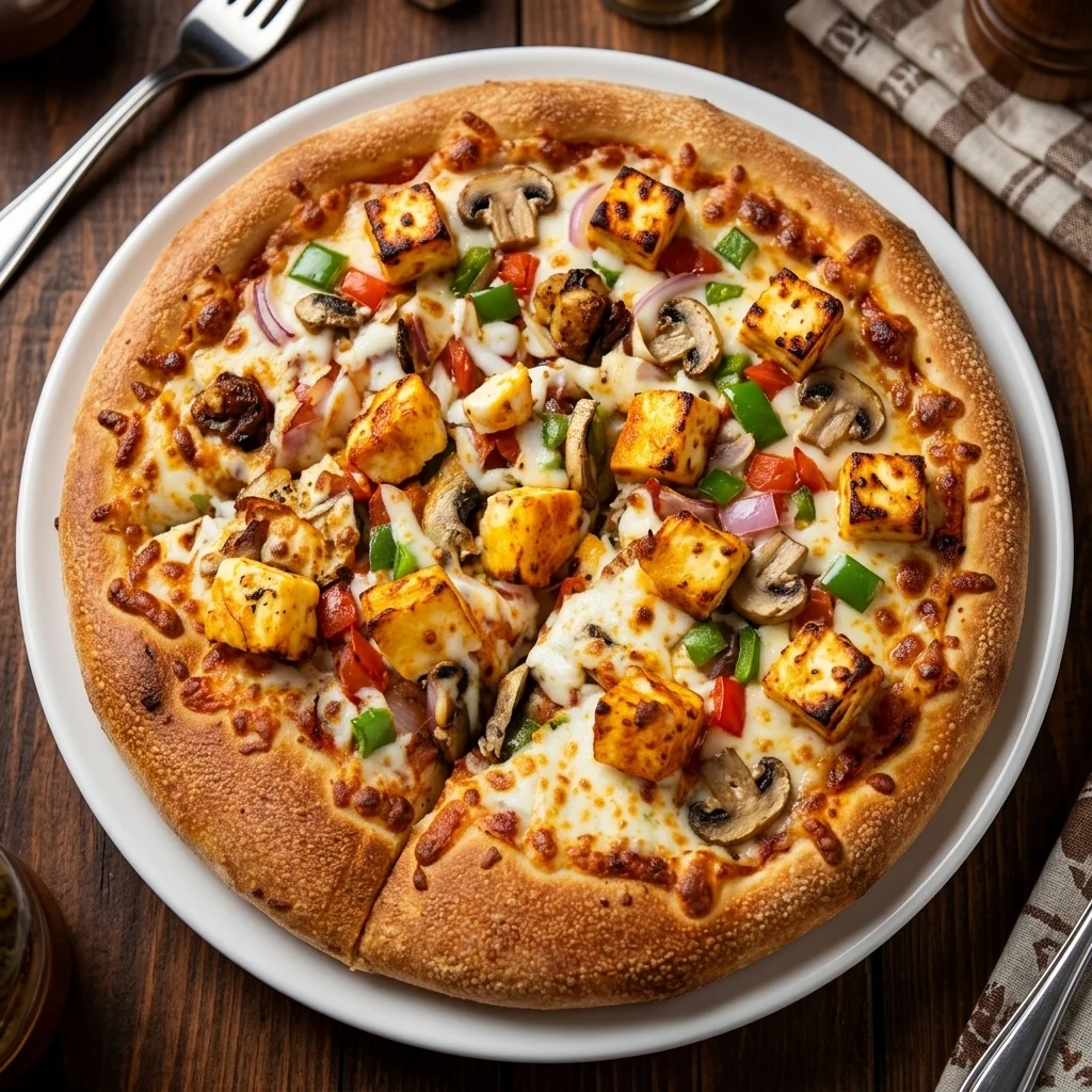 Shahi Paneer pizza with fresh toppings at Pizza Fiamma West Kildonan Winnipeg